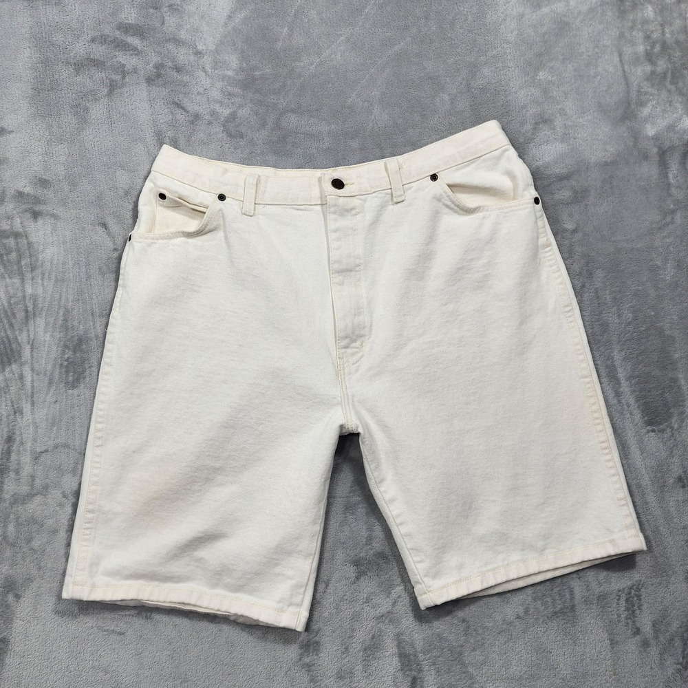Vintage Shorts‎ Mens 38 Beige Denim 5 Pocket Jorts Made In USA Casual Summer